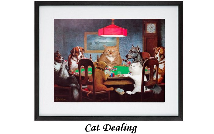 Cat Dealing Framed Print